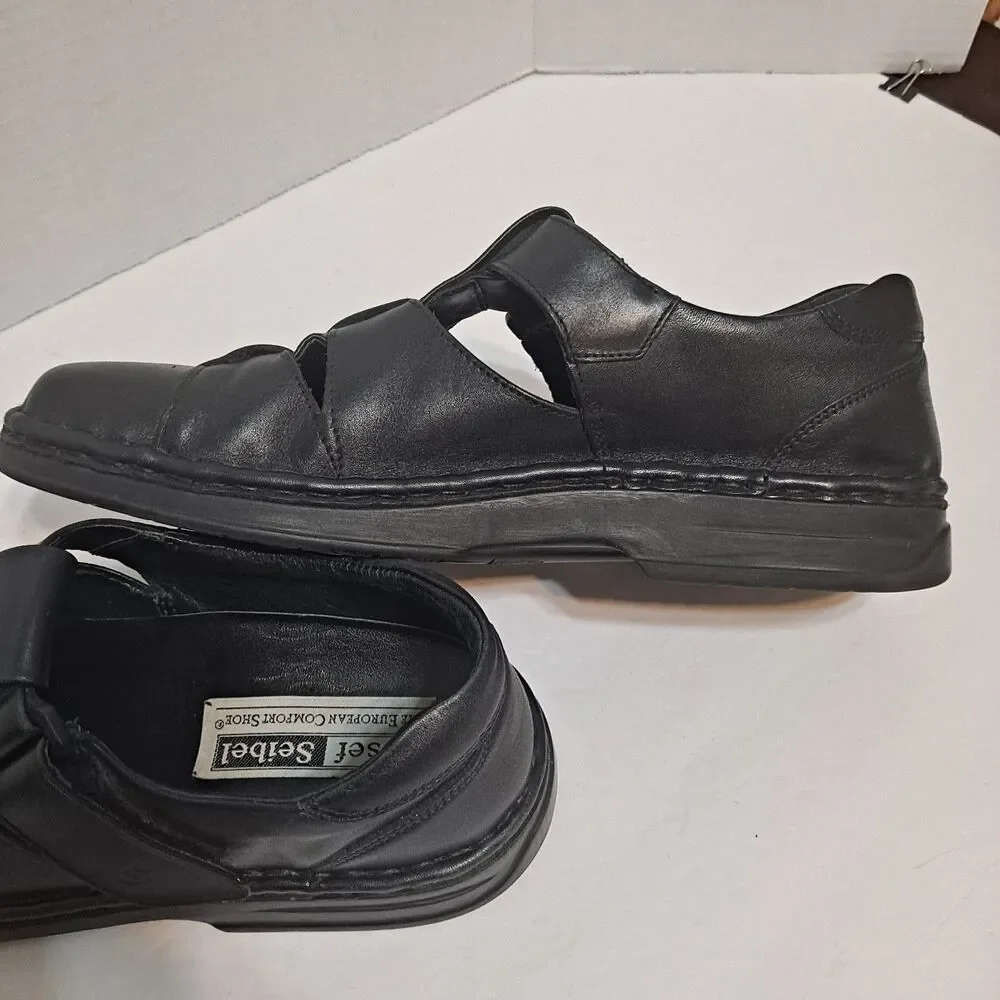 Josef Seibel Men’s Black Leather Strappy Walking Fishermans Sandals  EU 43 - Picture 7 of 10